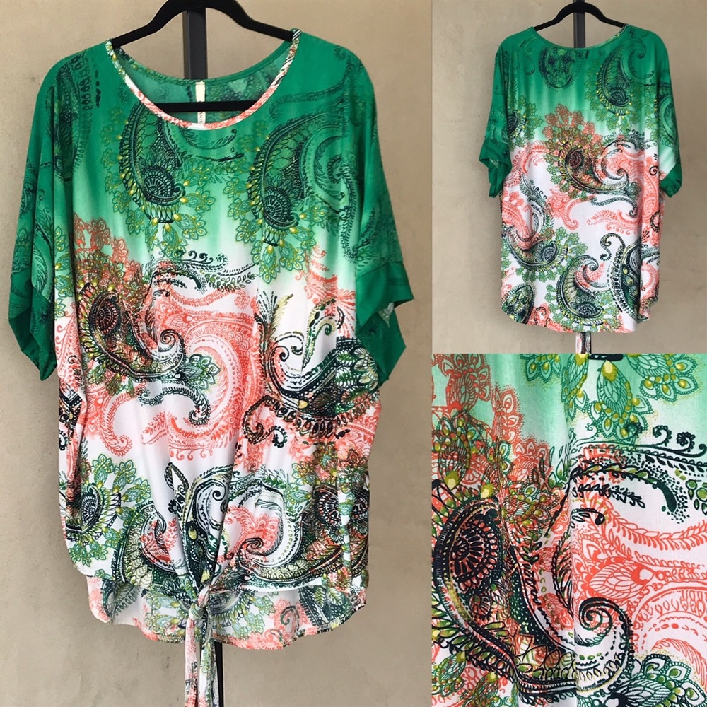 Green Ombré Paisley Top